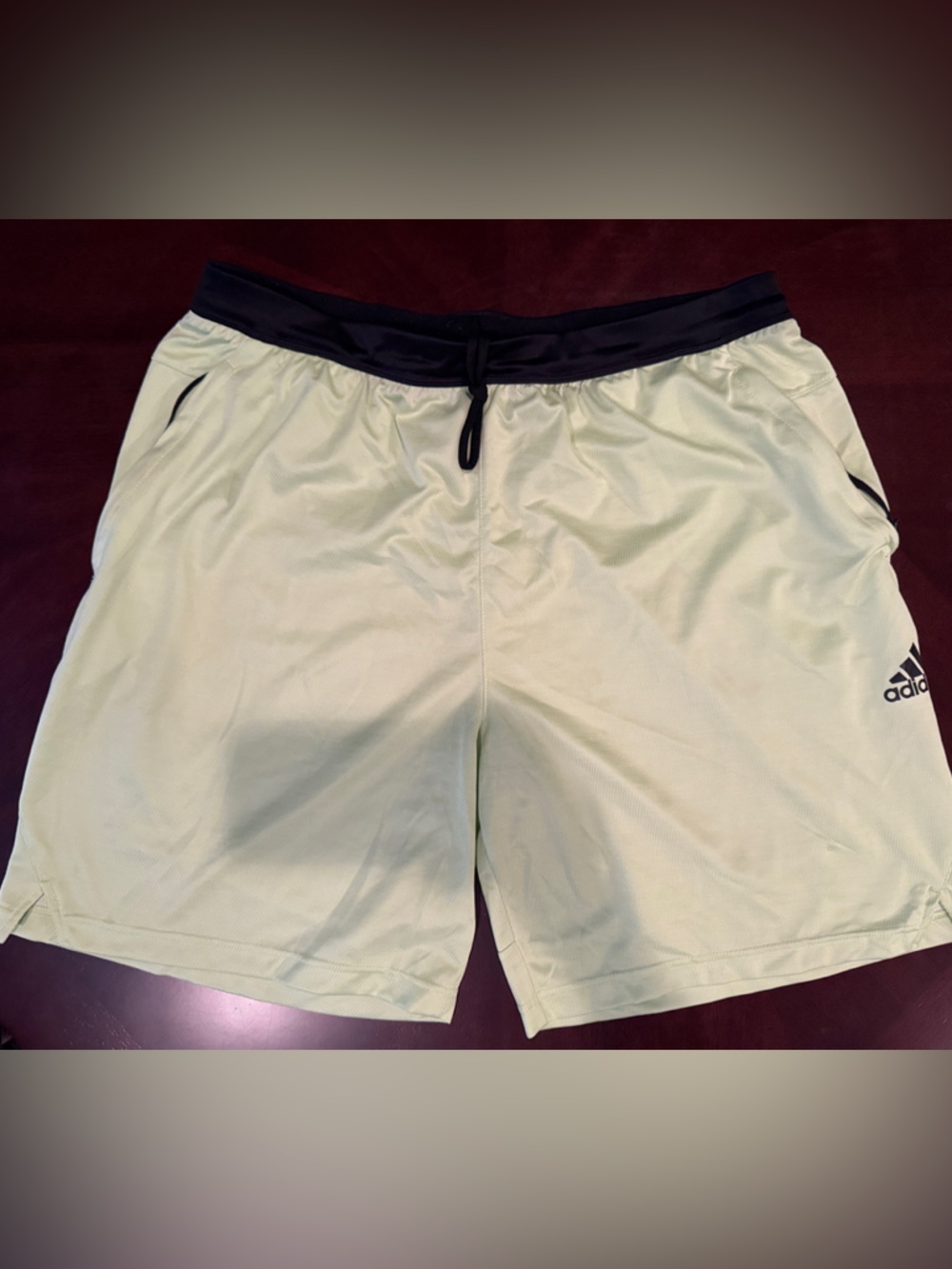 adidas Men's Light Lime Athletic Shorts with Black Waistband